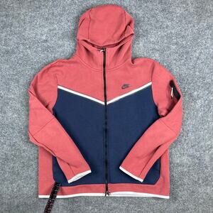 Nike Hoodie Kids Size XL Red Blue Full Zip Colorblock Athletic Hooded Jacket